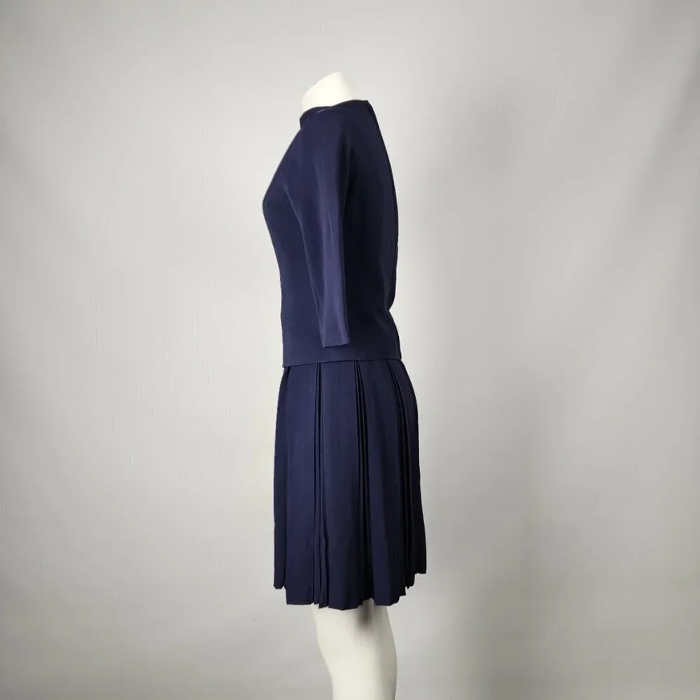 Teal Traina New York 1960s Navy Blue Top & Dress Set Size XS - Picture 7 of 15